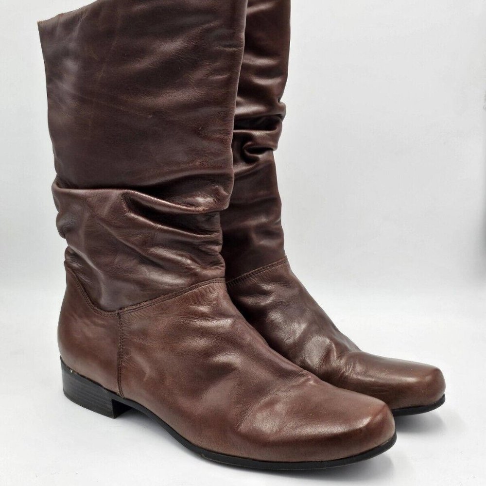St. John's Bay Leather Mid Calf Boot Women's Size 10 (Brown)